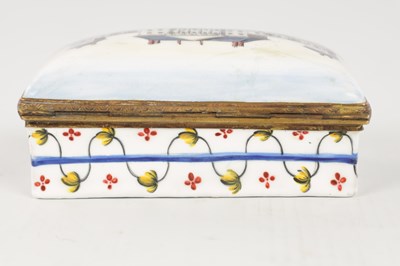 Lot 799 - AN 18TH CENTURY ENAMEL BOX WITH A VIEW OF HAREWOOD HOUSE
