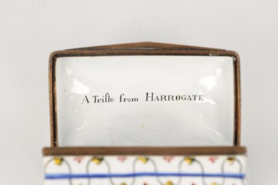Lot 799 - AN 18TH CENTURY ENAMEL BOX WITH A VIEW OF HAREWOOD HOUSE