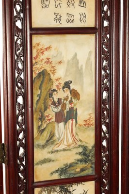 Lot 206 - AN EARLY 20TH CENTURY CHINESE FOUR-SECTION FOLDING SCREEN
