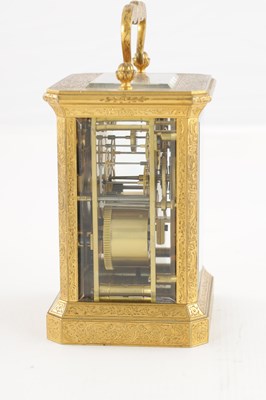 Lot 1517 - PAUL GARNIER, PARIS. A 19TH CENTURY FRENCH GILT ENGRAVED STRIKING CARRIAGE CLOCK