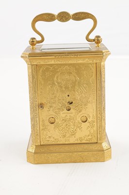 Lot 1517 - PAUL GARNIER, PARIS. A 19TH CENTURY FRENCH GILT ENGRAVED STRIKING CARRIAGE CLOCK