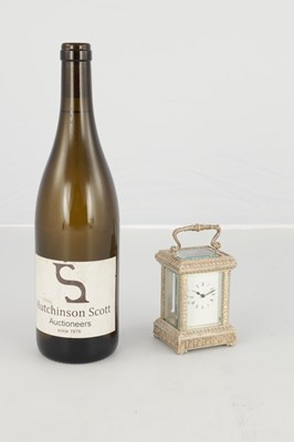 Lot 1471 - A 20TH CENTURY CAST SOLID SILVER CARRIAGE CLOCK