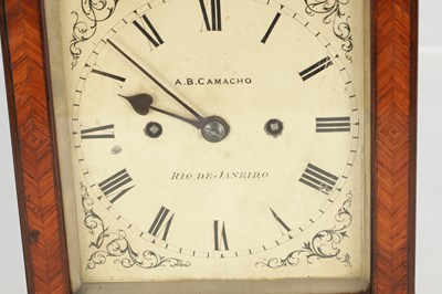 Lot 1537 - A.B. CAMACHO, RIO DE JANEIRO. A MID 19TH CENTURY LONDON MADE DOUBLE FUSEE FOUR-GLASS MANTEL CLOCK