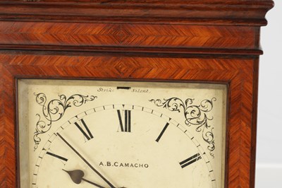 Lot 1537 - A.B. CAMACHO, RIO DE JANEIRO. A MID 19TH CENTURY LONDON MADE DOUBLE FUSEE FOUR-GLASS MANTEL CLOCK