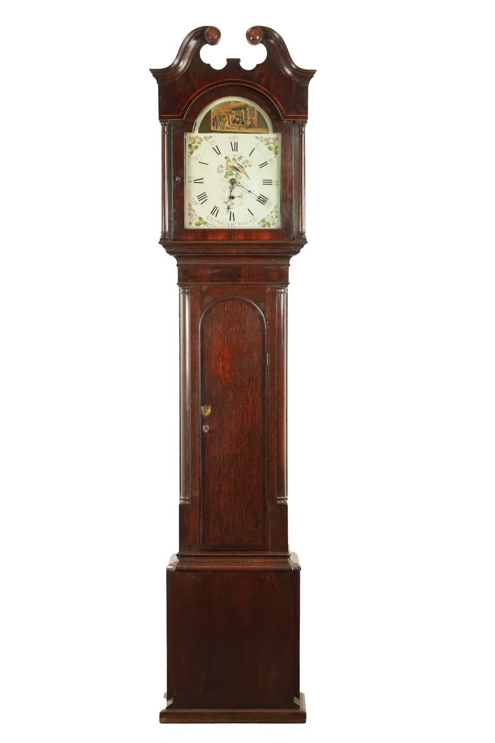 Lot 1645 - JONAS BARBER, WINSTER. A LATE GEORGE III OAK AND MAHOGANY LONGCASE CLOCK