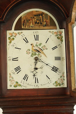 Lot 1645 - JONAS BARBER, WINSTER. A LATE GEORGE III OAK AND MAHOGANY LONGCASE CLOCK