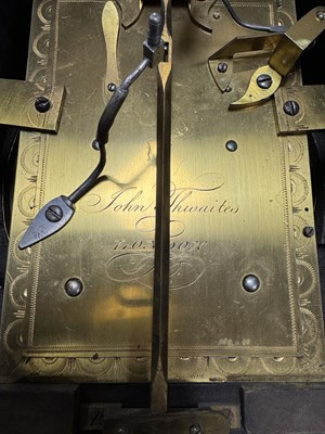 Lot 1578 - JOHN THWAITES, CLERKENWELL, LONDON. A REGENCY BRASS INLAID DOUBLE FUSEE BRACKET CLOCK