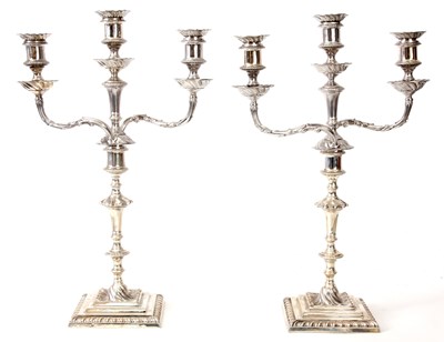 Lot 186 - A LARGE PAIR OF LATE 19th CENTURY SILVER THREE...