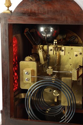 Lot 1560 - A LATE 19TH CENTURY TRIPLE FUSEE QUARTER CHIMING ROSEWOOD BRACKET CLOCK ON BRACKET