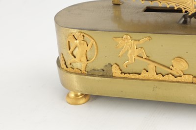 Lot 1635 - AN EARLY 19TH CENTURY FRENCH BRONZE AND ORMOLU MANTEL CLOCK