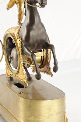 Lot 1635 - AN EARLY 19TH CENTURY FRENCH BRONZE AND ORMOLU MANTEL CLOCK