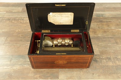 Lot 695 - A 19TH CENTURY SWISS ORCHESTRAL CYLINDER MUSIC BOX