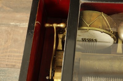 Lot 695 - A 19TH CENTURY SWISS ORCHESTRAL CYLINDER MUSIC BOX