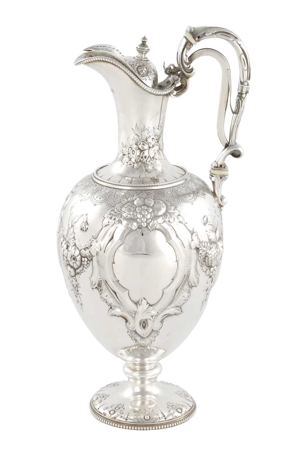 Lot 188 - A LARGE FINE VICTORIAN EMBOSSED SILVER EWER