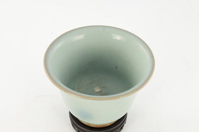 Lot 197 - A CHINESE CRACKLE GLAZE CELADON BOWL ON STAND
