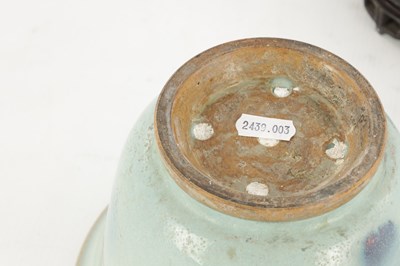 Lot 197 - A CHINESE CRACKLE GLAZE CELADON BOWL ON STAND