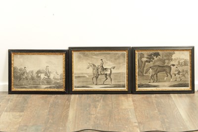 Lot 973 - A SET OF FOUR 18TH CENTURY MONOCHROME EQUESTRIAN PRINTS
