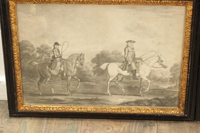 Lot 973 - A SET OF FOUR 18TH CENTURY MONOCHROME EQUESTRIAN PRINTS