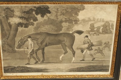 Lot 973 - A SET OF FOUR 18TH CENTURY MONOCHROME EQUESTRIAN PRINTS