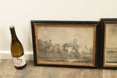 Lot 973 - A SET OF FOUR 18TH CENTURY MONOCHROME EQUESTRIAN PRINTS