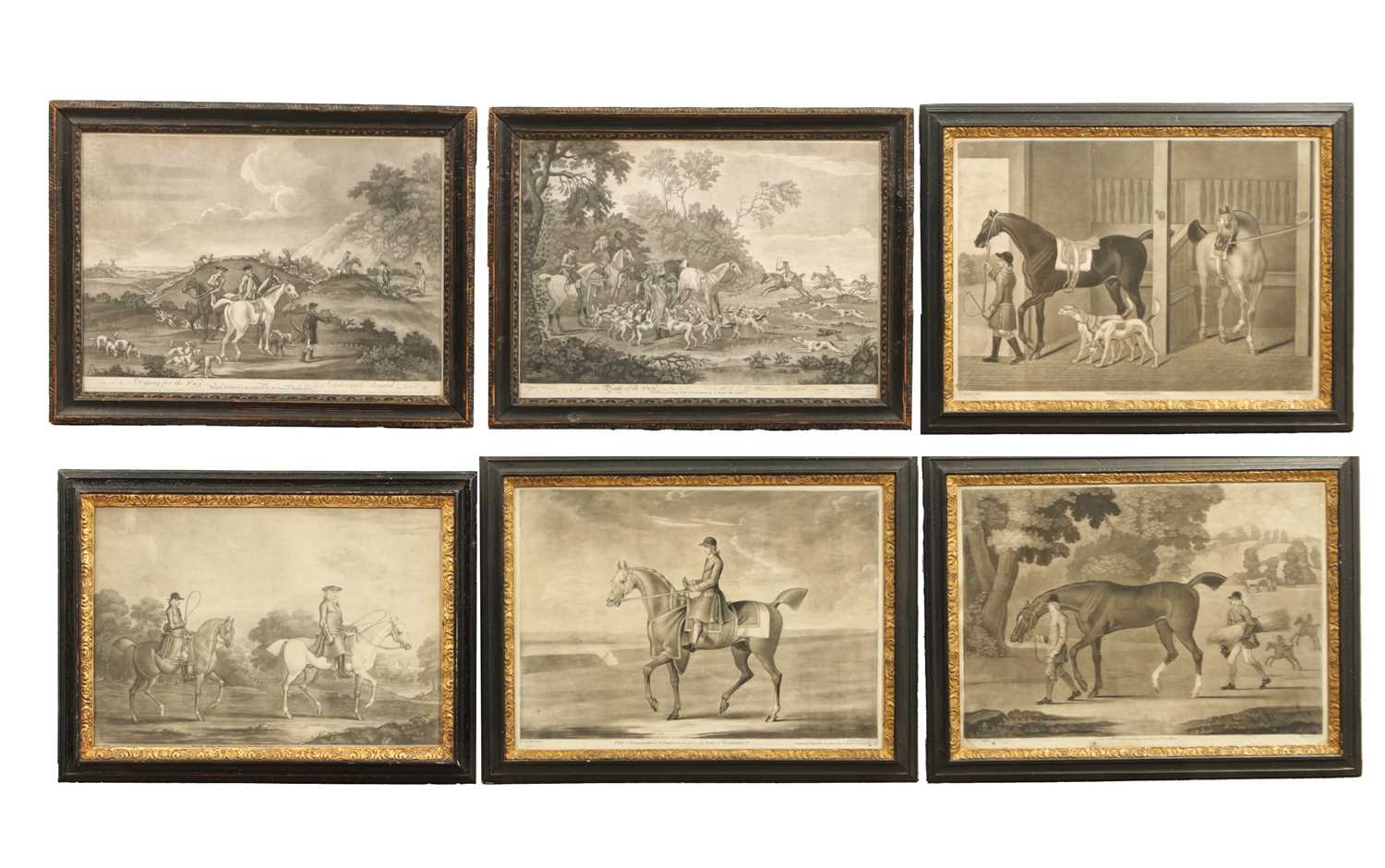 Lot 973 - A SET OF FOUR 18TH CENTURY MONOCHROME EQUESTRIAN PRINTS