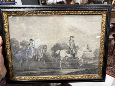 Lot 973 - A SET OF FOUR 18TH CENTURY MONOCHROME EQUESTRIAN PRINTS