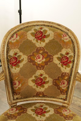 Lot 1283 - A PAIR OF LATE 18TH CENTURY ENGLISH PAINTED AND PARCEL GILT UPHOLSTERED CHAIRS