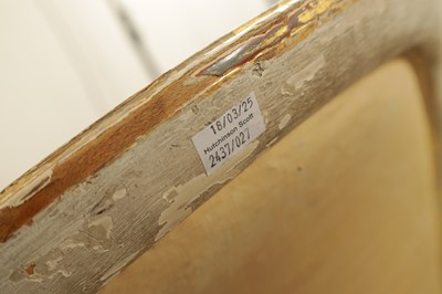 Lot 1283 - A PAIR OF LATE 18TH CENTURY ENGLISH PAINTED AND PARCEL GILT UPHOLSTERED CHAIRS