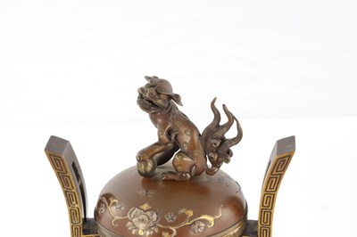 Lot 211 - A JAPANESE MEIJI PERIOD BRONZE AND MIXED METAL KORO