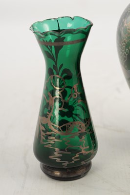 Lot 31 - THREE 20TH CENTURY GREEN GLASS VASES