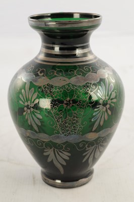 Lot 31 - THREE 20TH CENTURY GREEN GLASS VASES