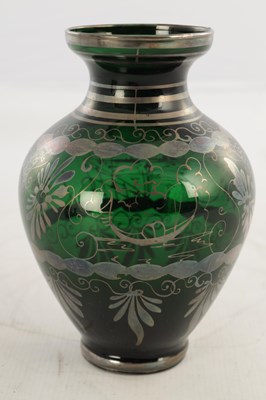 Lot 31 - THREE 20TH CENTURY GREEN GLASS VASES