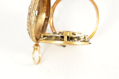 Lot 1441 - GAULIN, PARIS. AN EARLY 19TH FRENCH TRI-COLOURED 18CT GOLD JEWEL MOUNTED POCKET WATCH