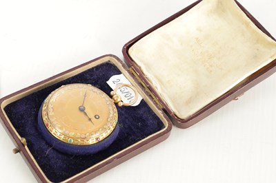 Lot 1441 - GAULIN, PARIS. AN EARLY 19TH FRENCH TRI-COLOURED 18CT GOLD JEWEL MOUNTED POCKET WATCH