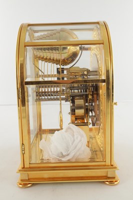 Lot 1628 - A 20TH CENTURY KIENINGER GOLD PLATED MOONPHASE TABLE CLOCK