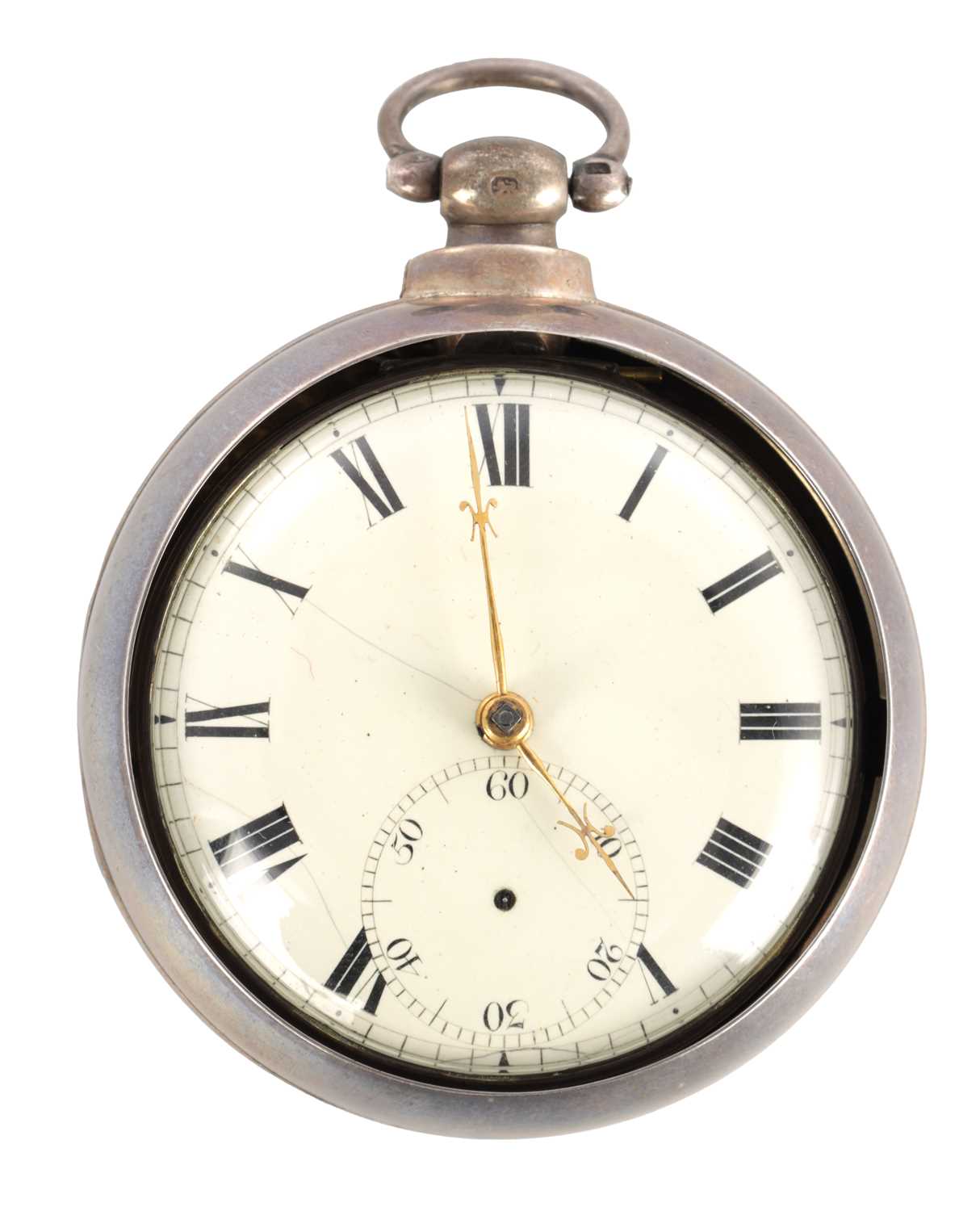 Lot 1434 - A SILVER PAIR CASED FUSEE POCKET WATCH