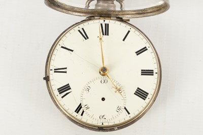Lot 1434 - A SILVER PAIR CASED FUSEE POCKET WATCH