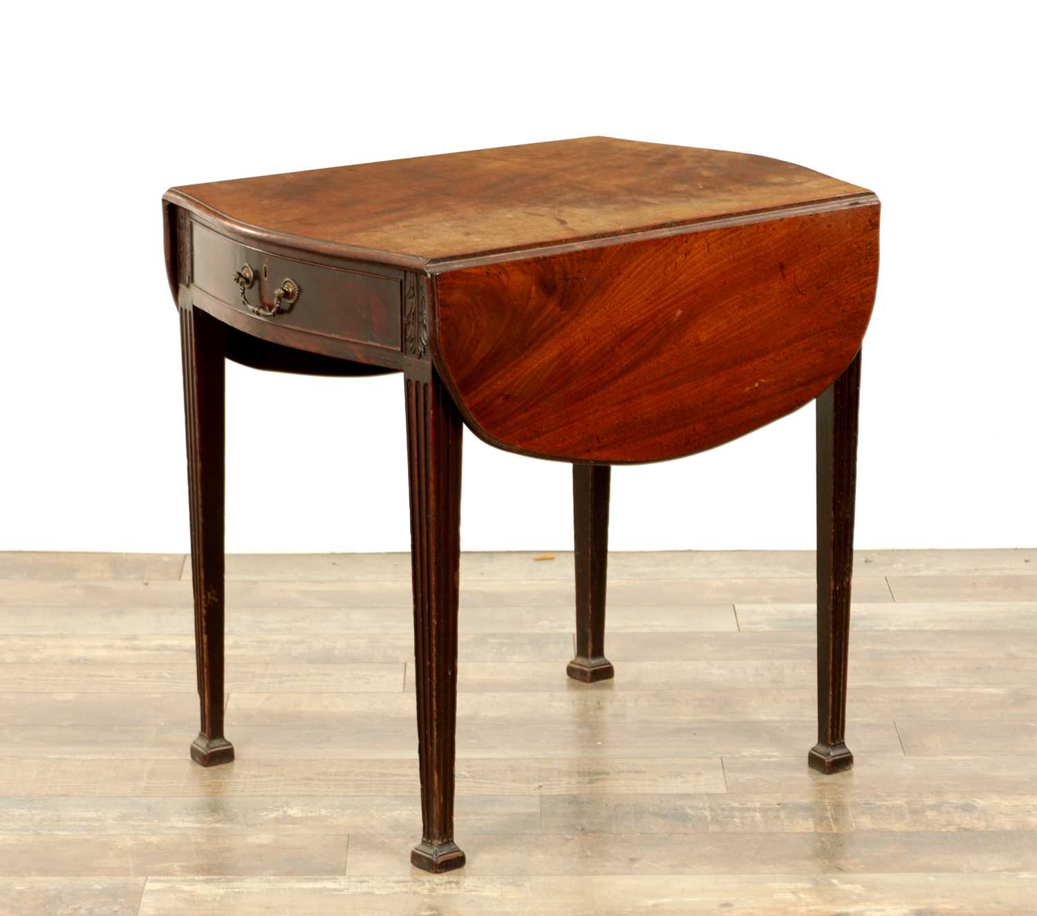 Lot 1296 - A GOOD GEORGE III FIGURED MAHOGANY PEMBROKE