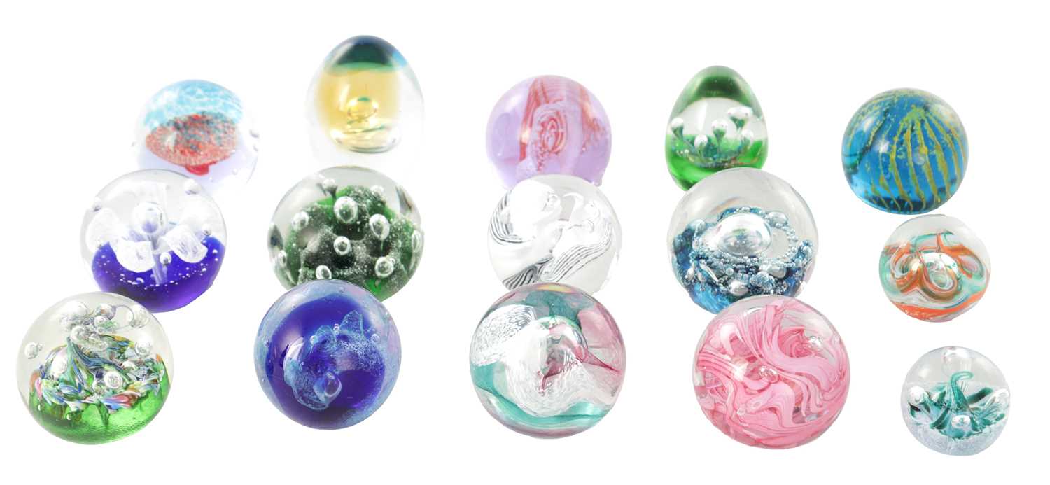 Lot 21 - A COLLECTION OF FIFTEEN GLASS PAPERWEIGHTS SOME STAMPED CAITHNESS SCOTLAND