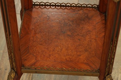 Lot 1171 - A GOOD 19TH CENTURY FRENCH KINGWOOD AND ORMOLU MOUNTED LAMP TABLE WITH INSET SEVRES PORCELAIN PANELLED TOP