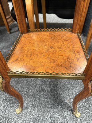 Lot 1171 - A GOOD 19TH CENTURY FRENCH KINGWOOD AND ORMOLU MOUNTED LAMP TABLE WITH INSET SEVRES PORCELAIN PANELLED TOP