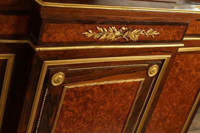 Lot 1352 - GUILLAUME GROHE. (1808-1885) A FINE 19TH CENTURY FRENCH ORMOLU MOUNTED ROSEWOOD AND AMBOYNA SECRETAIRE DISPLAY CABINET
