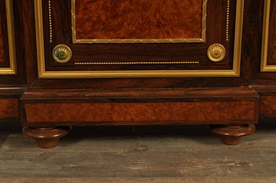 Lot 1352 - GUILLAUME GROHE. (1808-1885) A FINE 19TH CENTURY FRENCH ORMOLU MOUNTED ROSEWOOD AND AMBOYNA SECRETAIRE DISPLAY CABINET