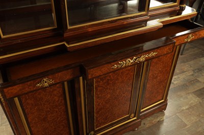 Lot 1352 - GUILLAUME GROHE. (1808-1885) A FINE 19TH CENTURY FRENCH ORMOLU MOUNTED ROSEWOOD AND AMBOYNA SECRETAIRE DISPLAY CABINET