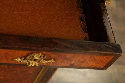 Lot 1352 - GUILLAUME GROHE. (1808-1885) A FINE 19TH CENTURY FRENCH ORMOLU MOUNTED ROSEWOOD AND AMBOYNA SECRETAIRE DISPLAY CABINET