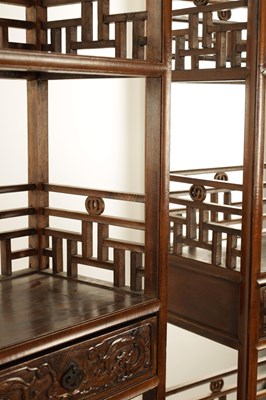 Lot 320 - A PAIR OF CHINESE HARDWOOD DISPLAY CABINETS