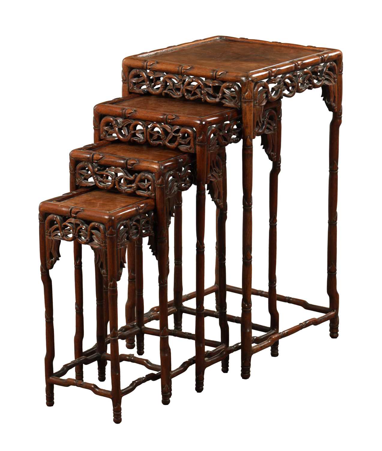 Lot 332 - A GOOD SET OF FOUR 19TH CENTURY CHINESE NEST OF TABLES