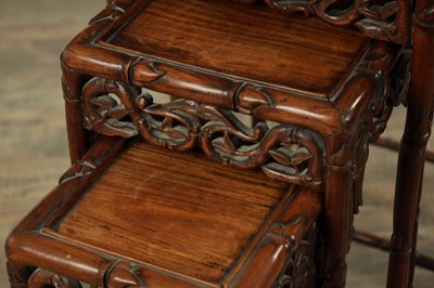 Lot 332 - A GOOD SET OF FOUR 19TH CENTURY CHINESE NEST OF TABLES