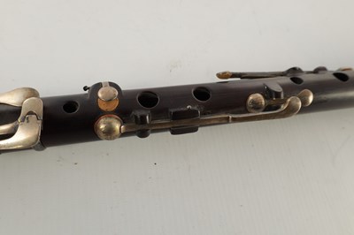Lot 705 - AN EARLY 19TH CENTURY CHARLES NICHOLSON 'IMPROVED' COCUS WOOD FLUTE BY THOMAS PROWSE