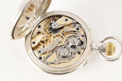 Lot 1406 - A SILVER CASED OPEN FACED CHRONOGRAPH POCKET WATCH